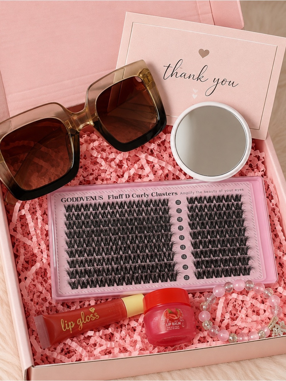Women’s Beauty & Accessories Gift Bundle - Lashes, Sunglasses, Lip Gloss & More